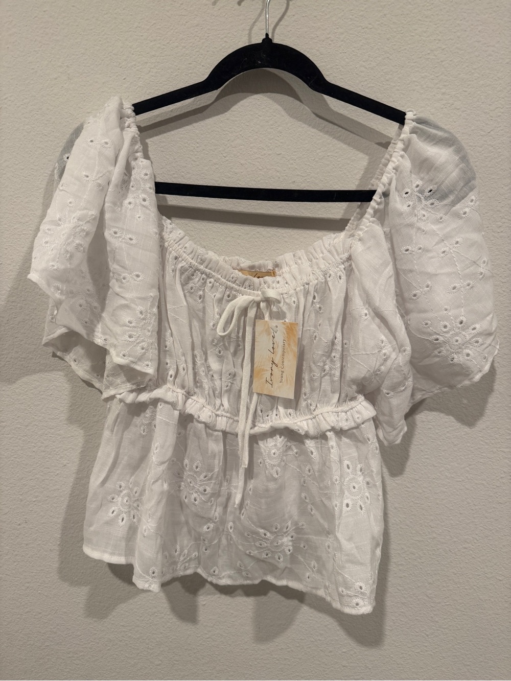 Urban Outfitters White Eyelet Peasant Blouse